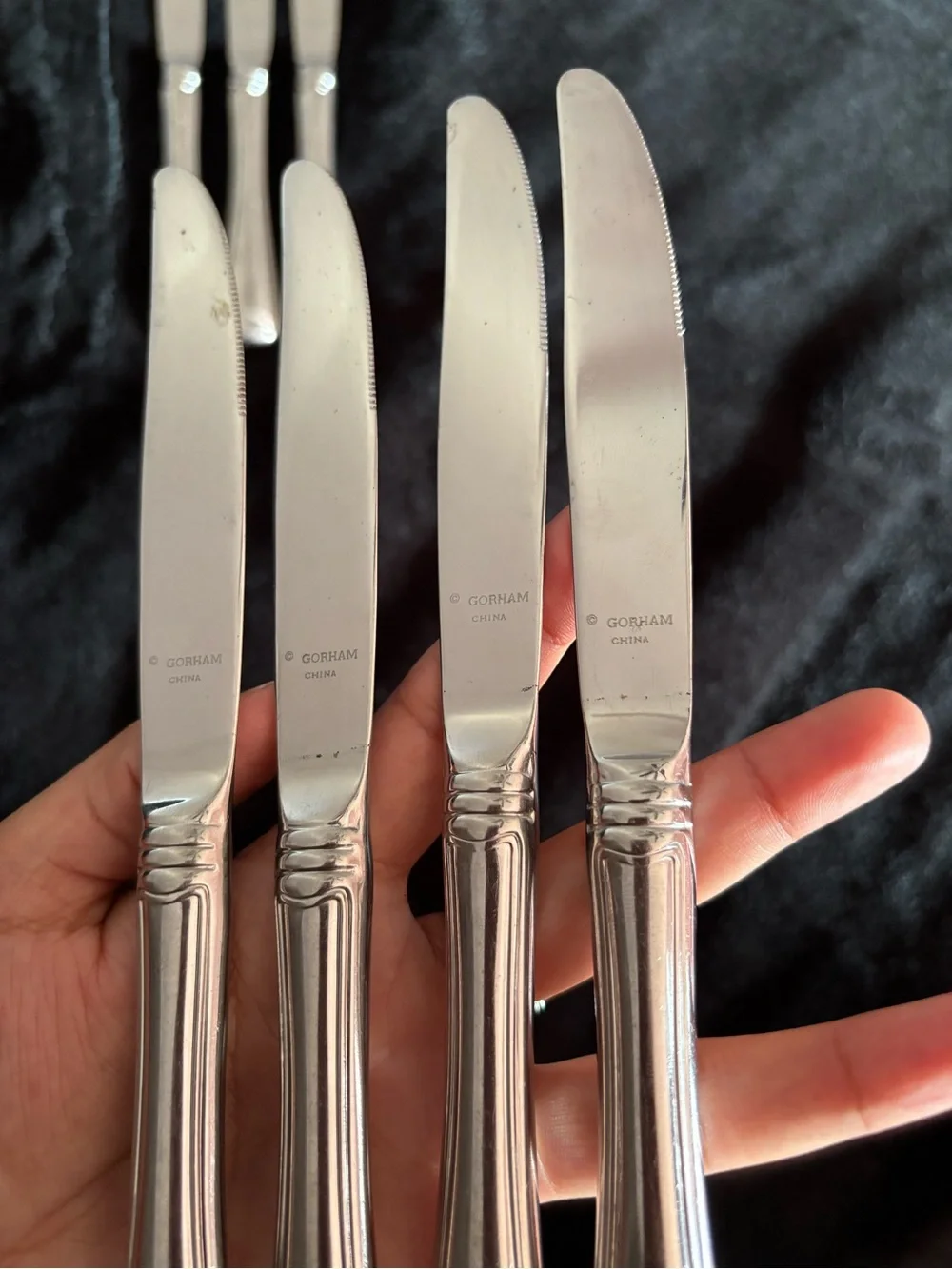 7 Piece Gorham MONET Dinner Knives Set Stainless Steel Glossy 9” Flatwear